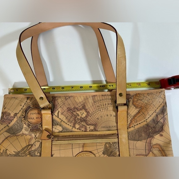 Allan Edmond world canvas leather tote brown 16 x 12 preppy travel work - Picture 13 of 15